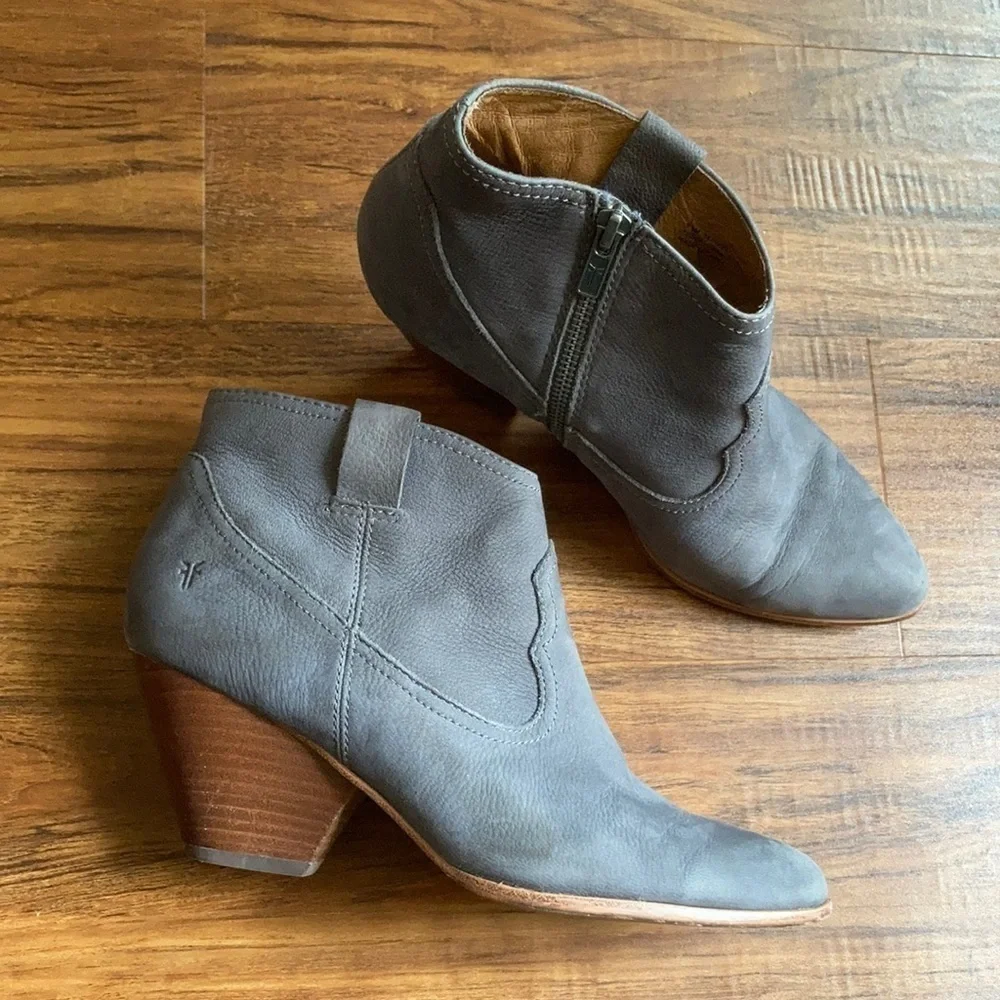 Frye gray leather booties size 9.5